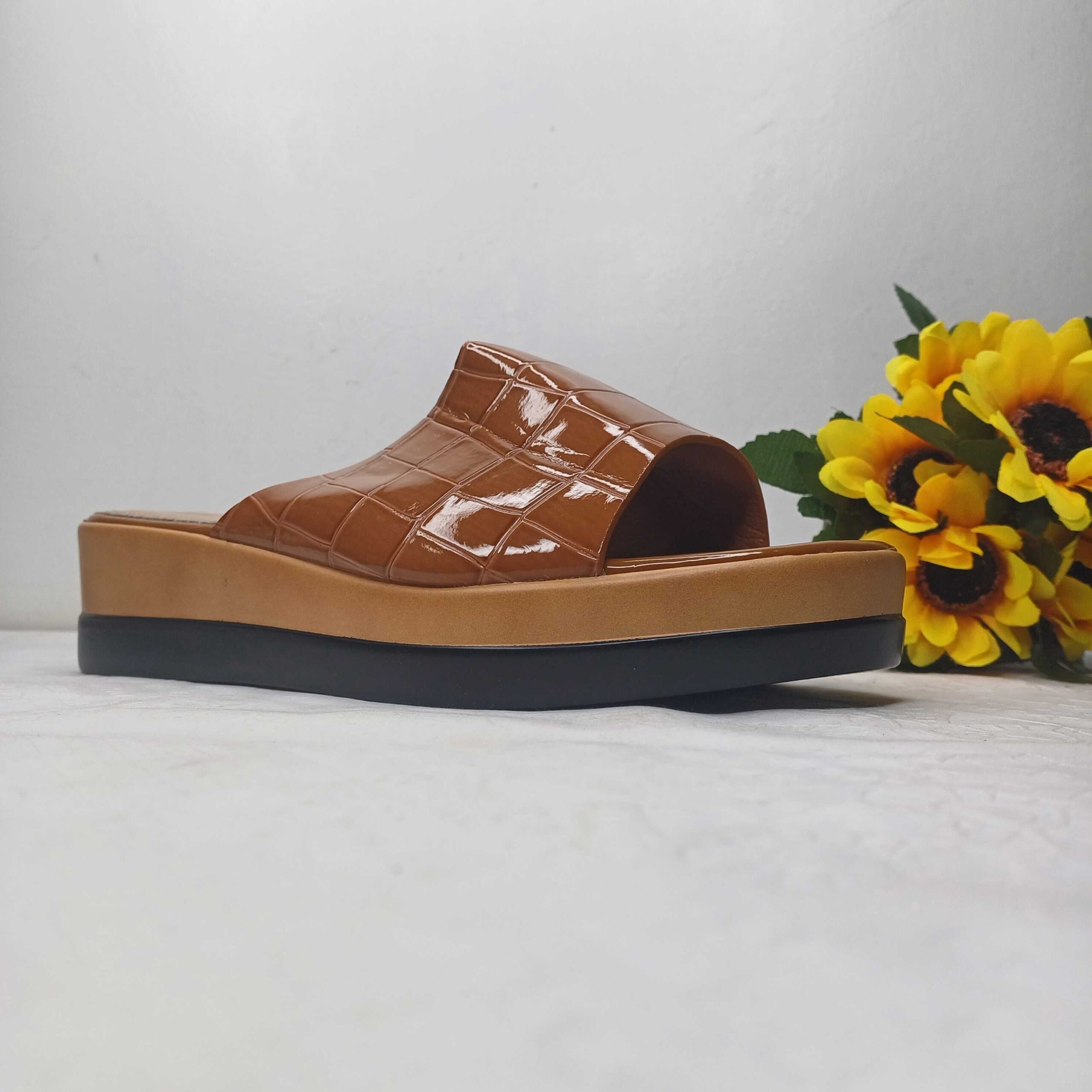 PLATFORM SANDALS IN CINNAMON BROWN MONOGRAM IMPORTED TPU main image 1