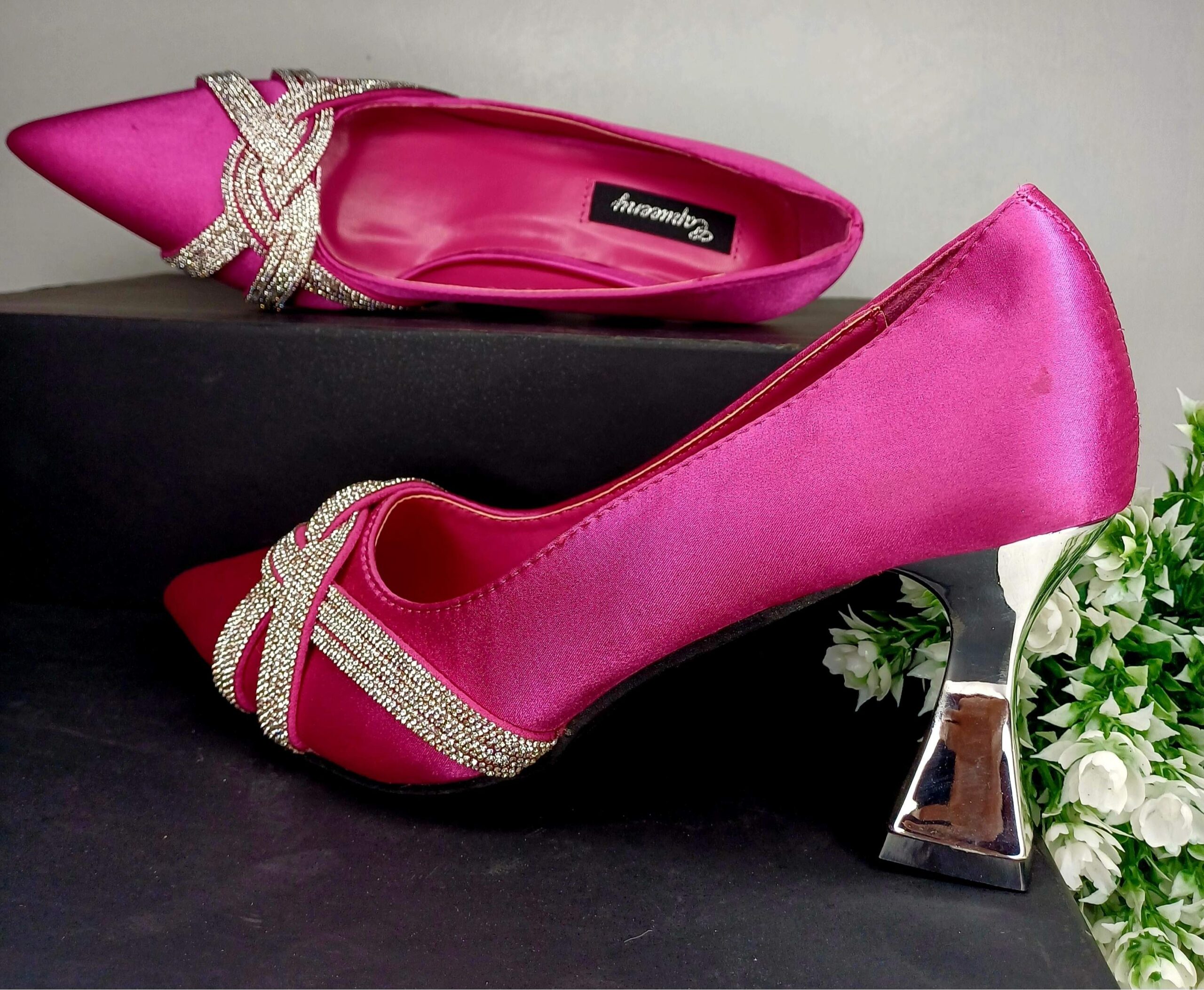 Elegant Pink Satin High Heels