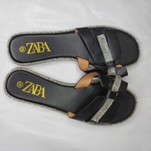 ZABA Luxe Rhinestone Black Slippers