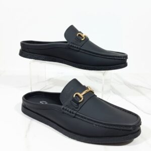 Clarks Men's Black Loafers with Gold Buckle