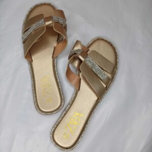 ZABA Rhinestone Embellished Slip-On Slippers