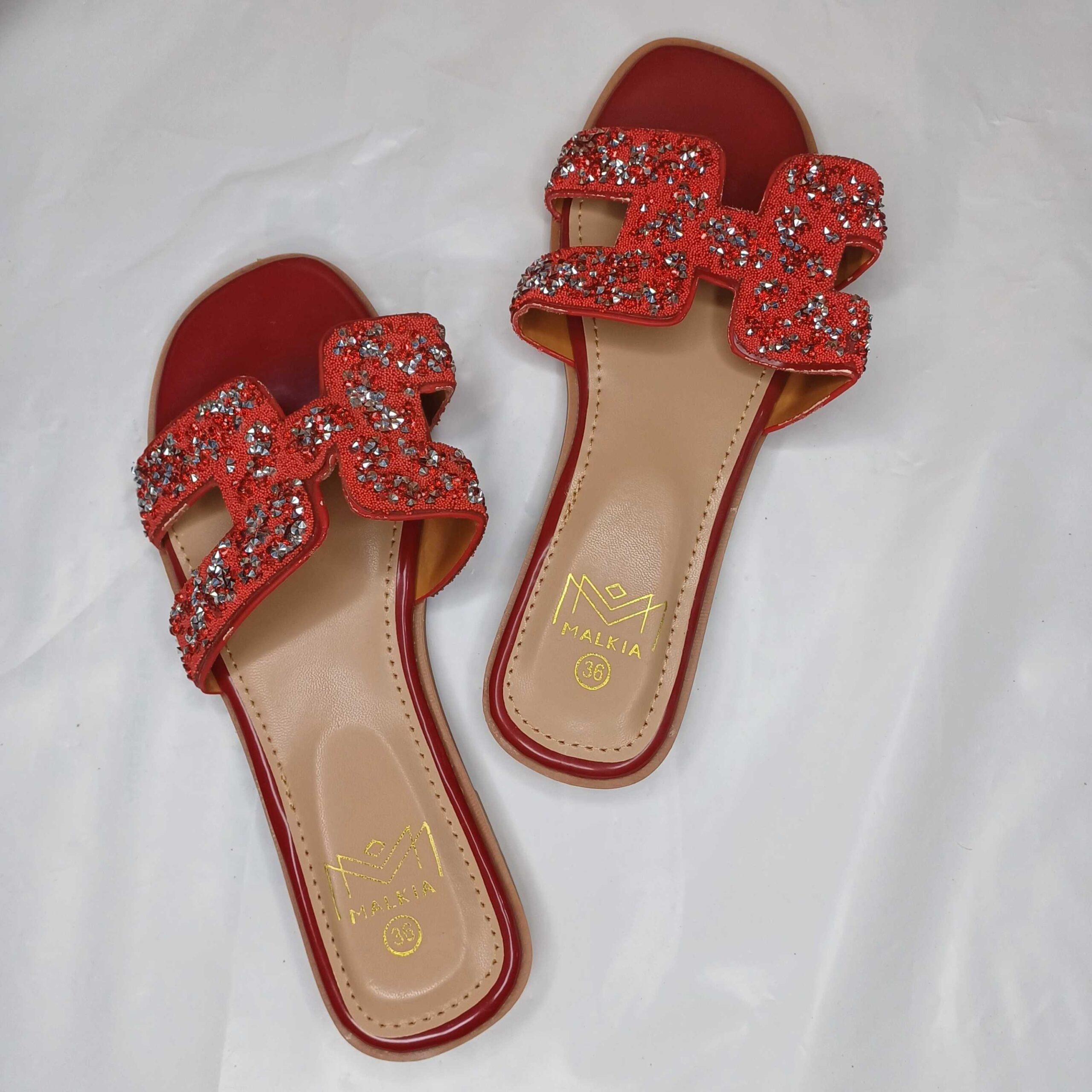 Malkia Red Sparkle Slippers