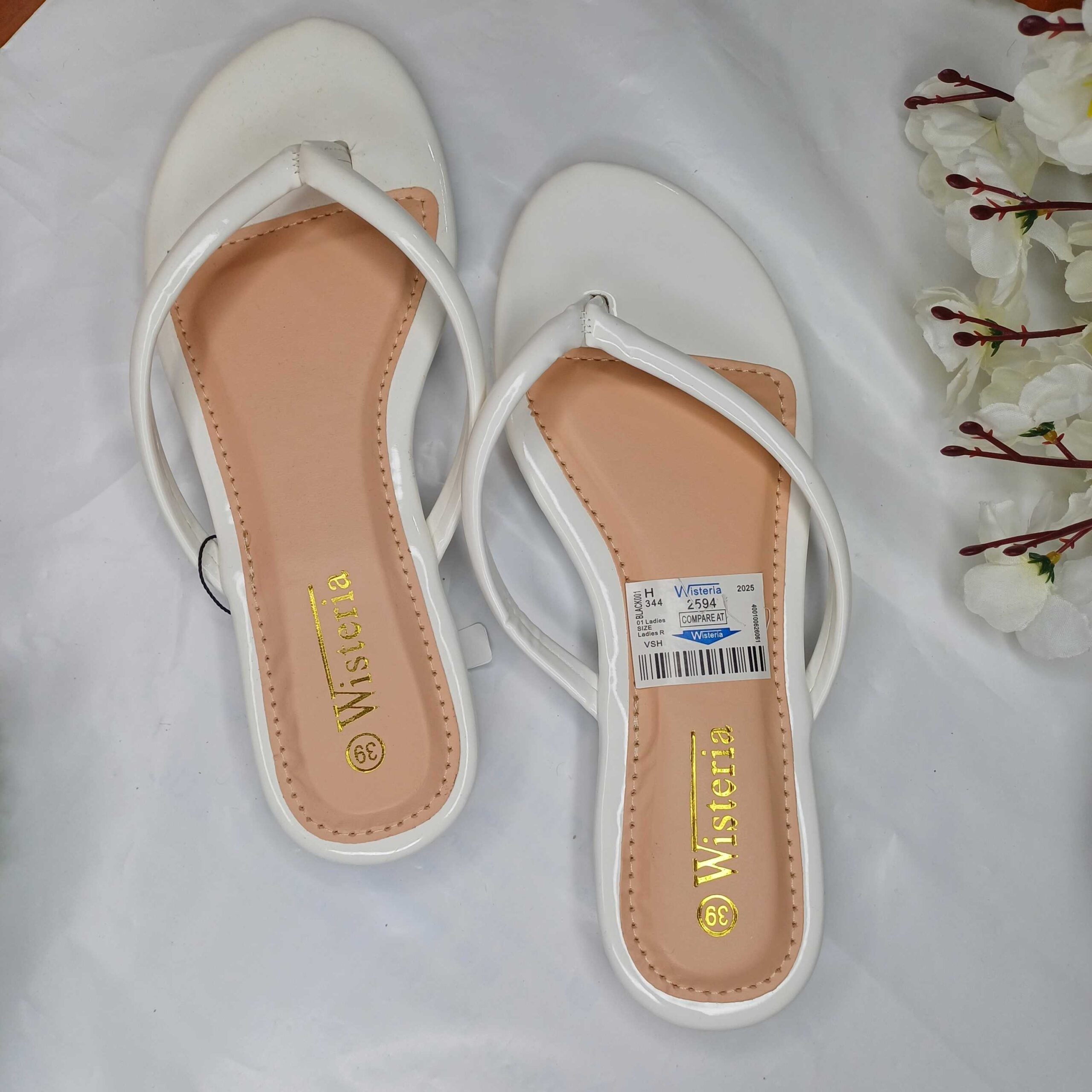 Wisteria Elegant White Strappy Slippers