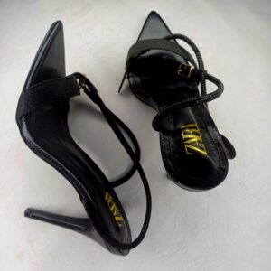 Zara Black Strappy High-Heeled Sandals