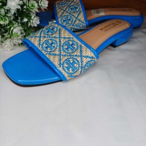 Blue Woven Slide Slippers