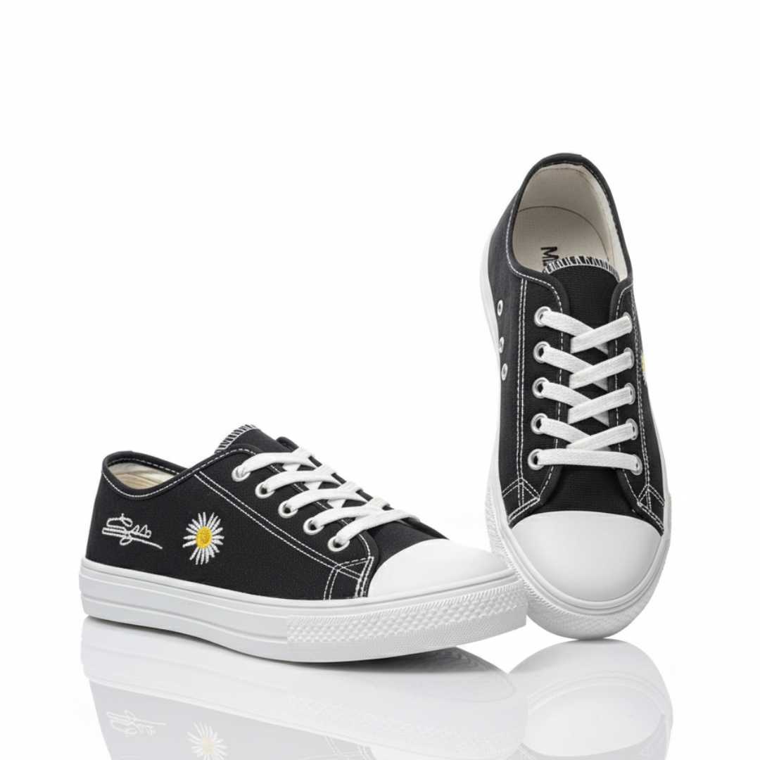 Daisy Black Canvas Sneakers