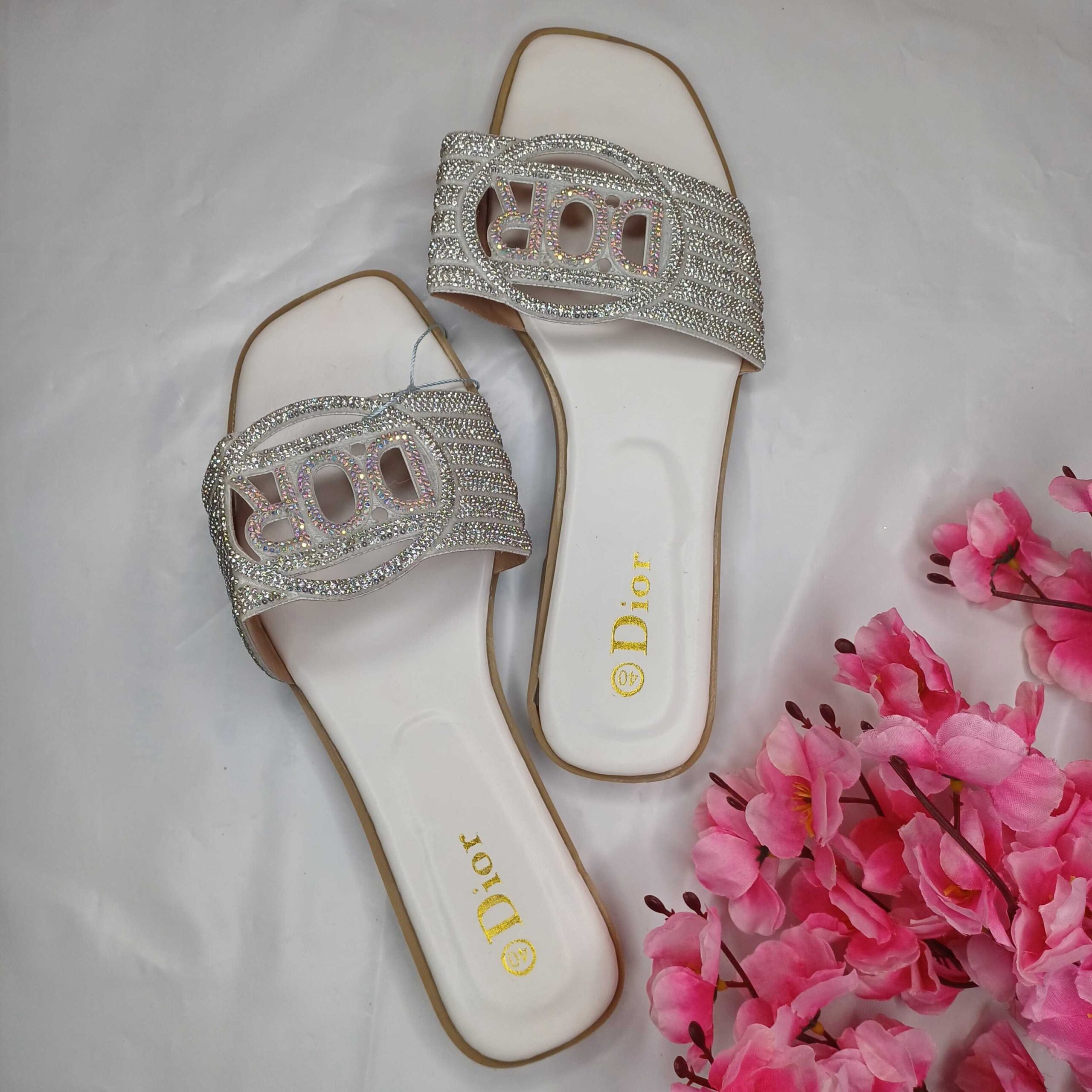 Dior Crystal Embellished Slide Slippers