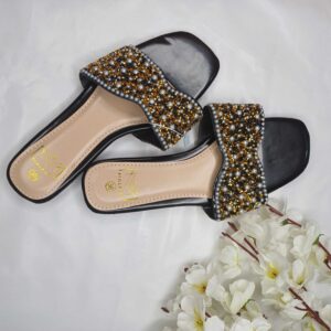 Elegant Rhinestone Embellished Flat Slippers