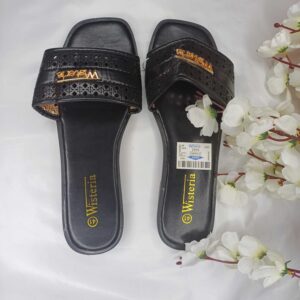 Wisteria Black Floral Cutout Slippers