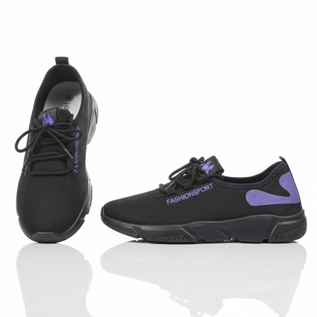 FASHIONSPORT Black-Purple Athletic Sneakers