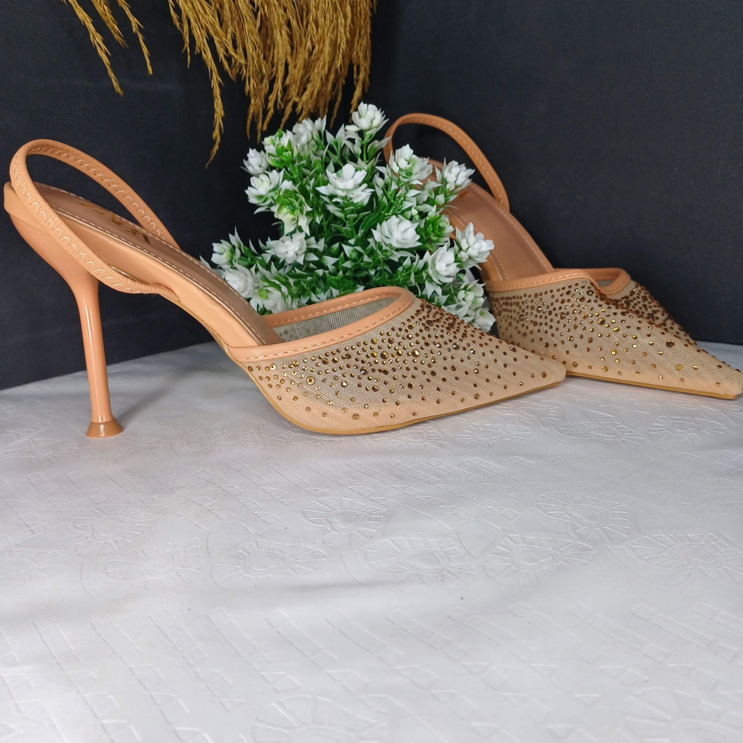 Elegant Rhinestone Slingback Heels