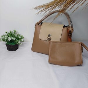 Elegant Beige Handbag and Pouch Set