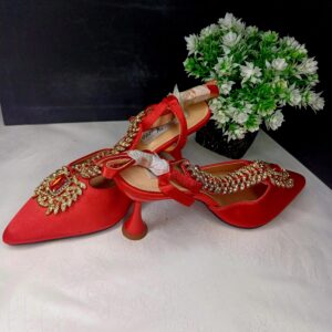 Elegant Red Embellished Stiletto Heels
