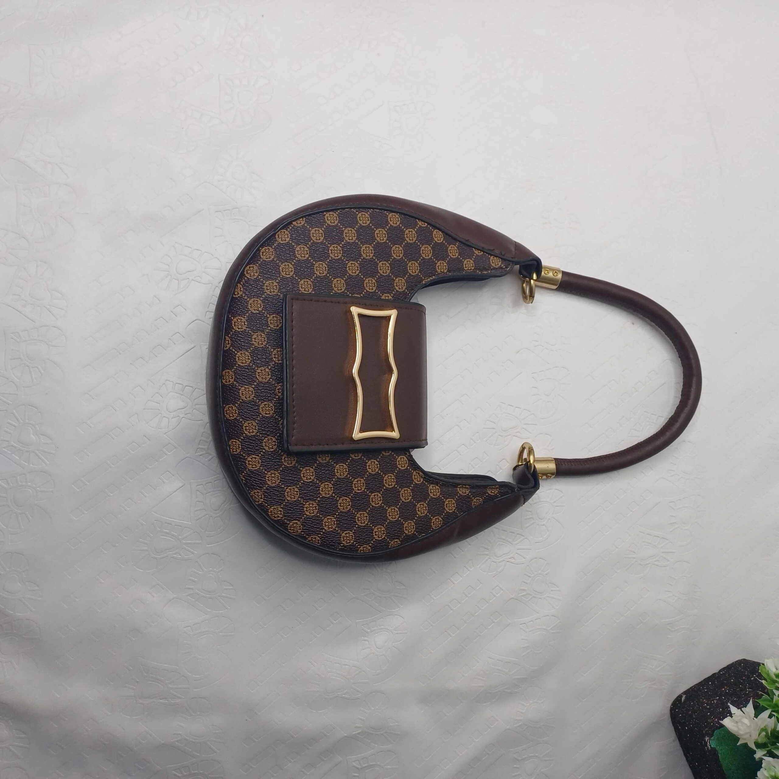 Vintage Monogram Crescent Shoulder Bag