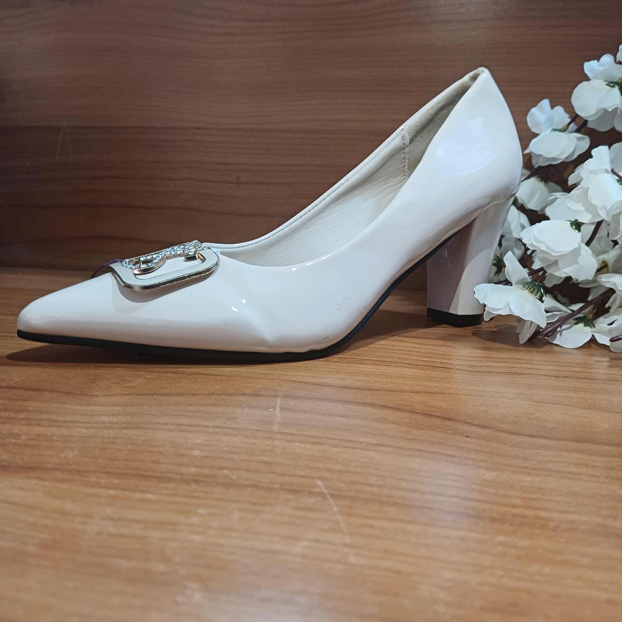 Elegant Peach Patent Leather Heels