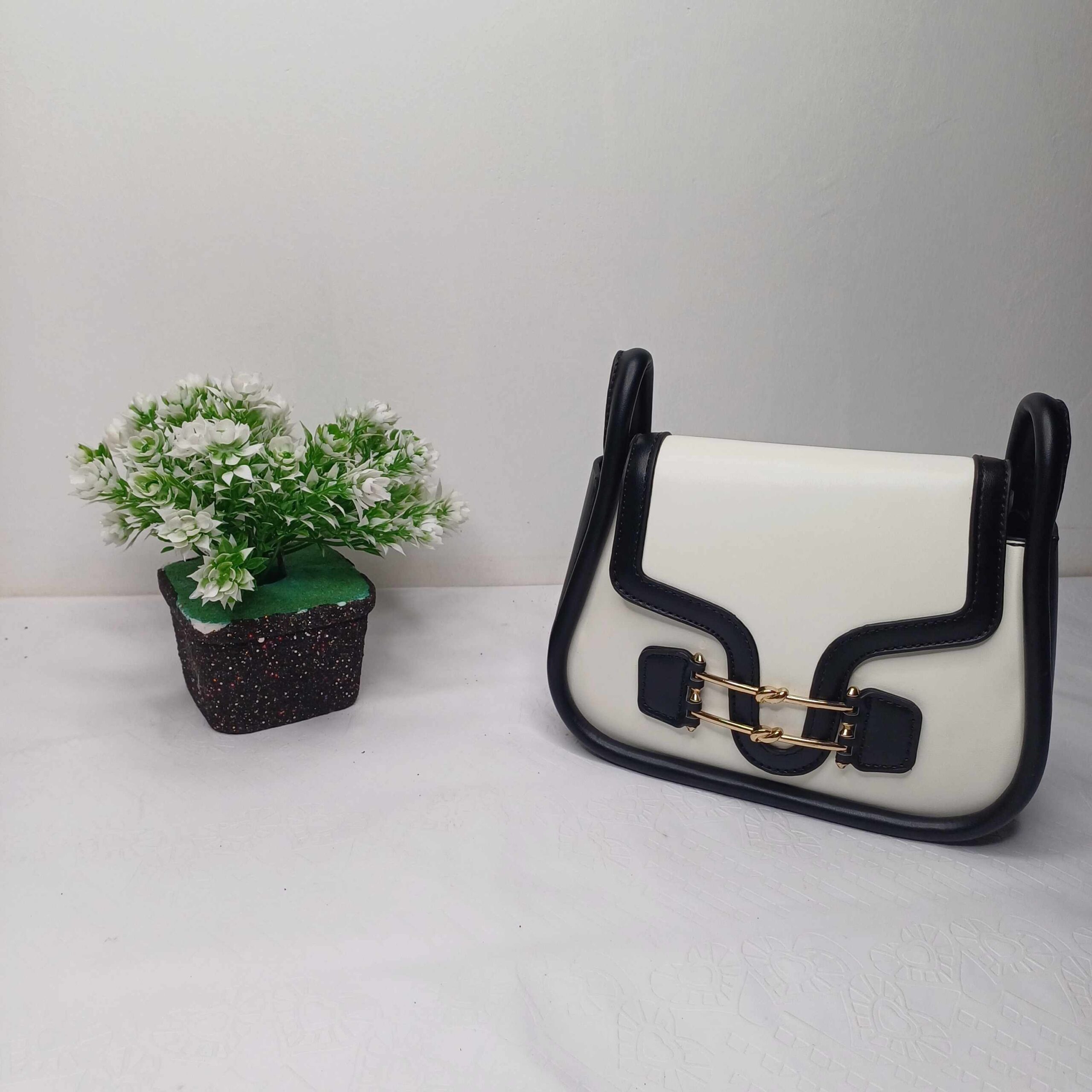 Elegant Black and White Handbag
