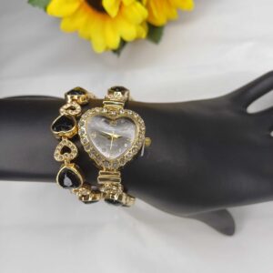 Elegant Heart-Shaped Watch and Bracelet Set