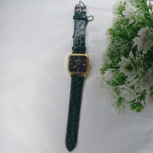 Elegant Green Crocodile Leather Watch