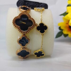 Elegant Clover Gold-Plated Watch Bracelet