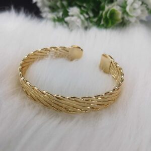Gold Braided Open Cuff Bracelet