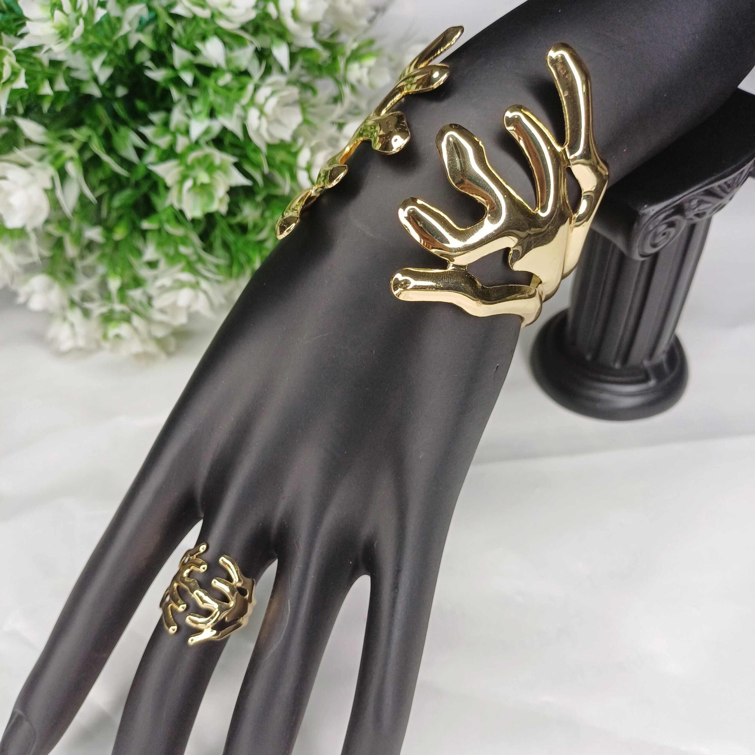 Golden Coral Jewelry Set