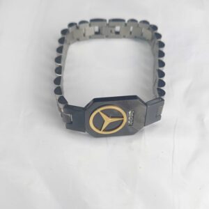 Luxury Stainless Steel Men's Bracelet with Gold Emblem