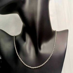 Male elegant Sterling Silver Rope Chain Necklace