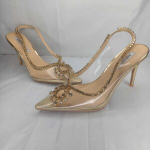 Golden Elegance Crystal-Embellished Stiletto Heels