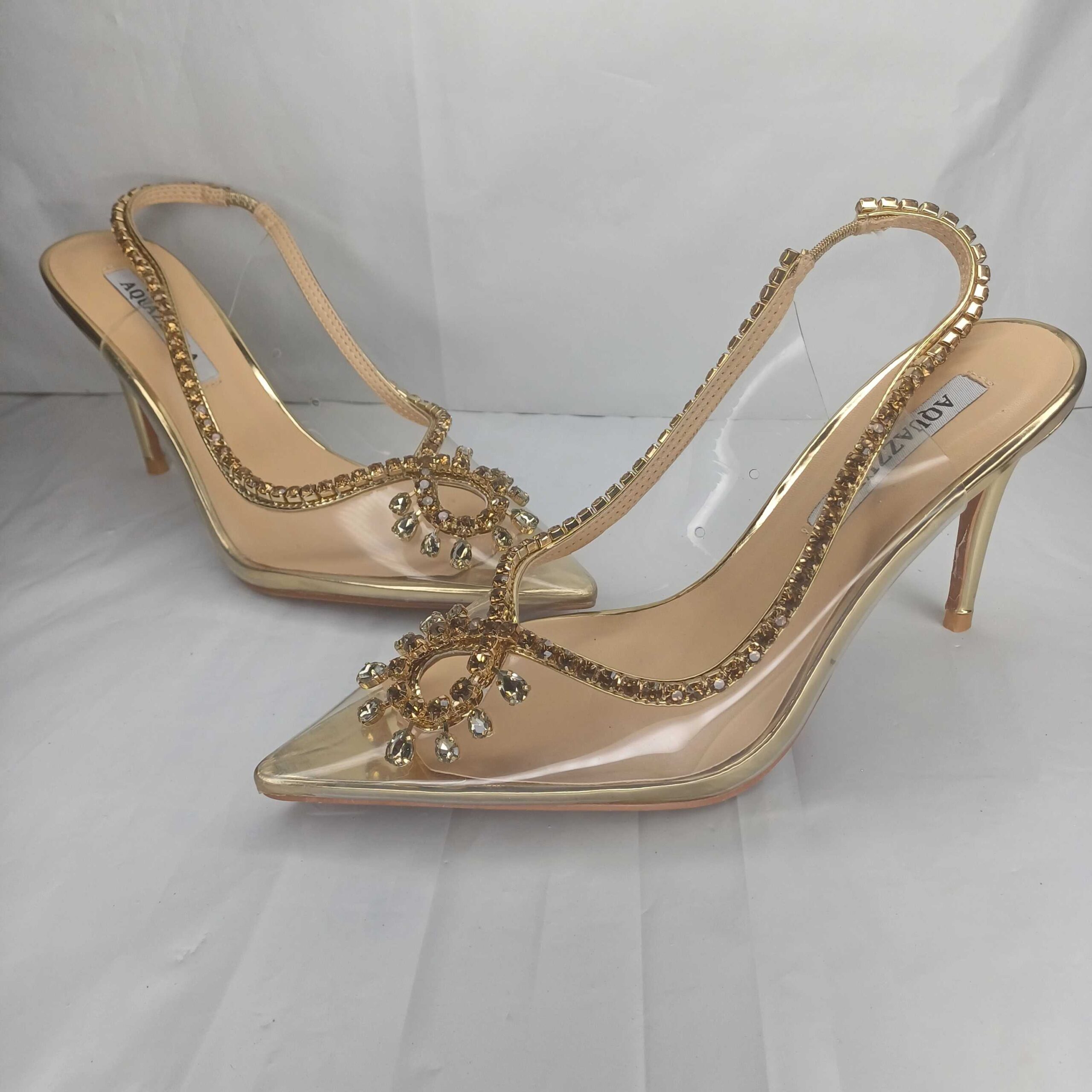 Golden Elegance Crystal-Embellished Stiletto Heels