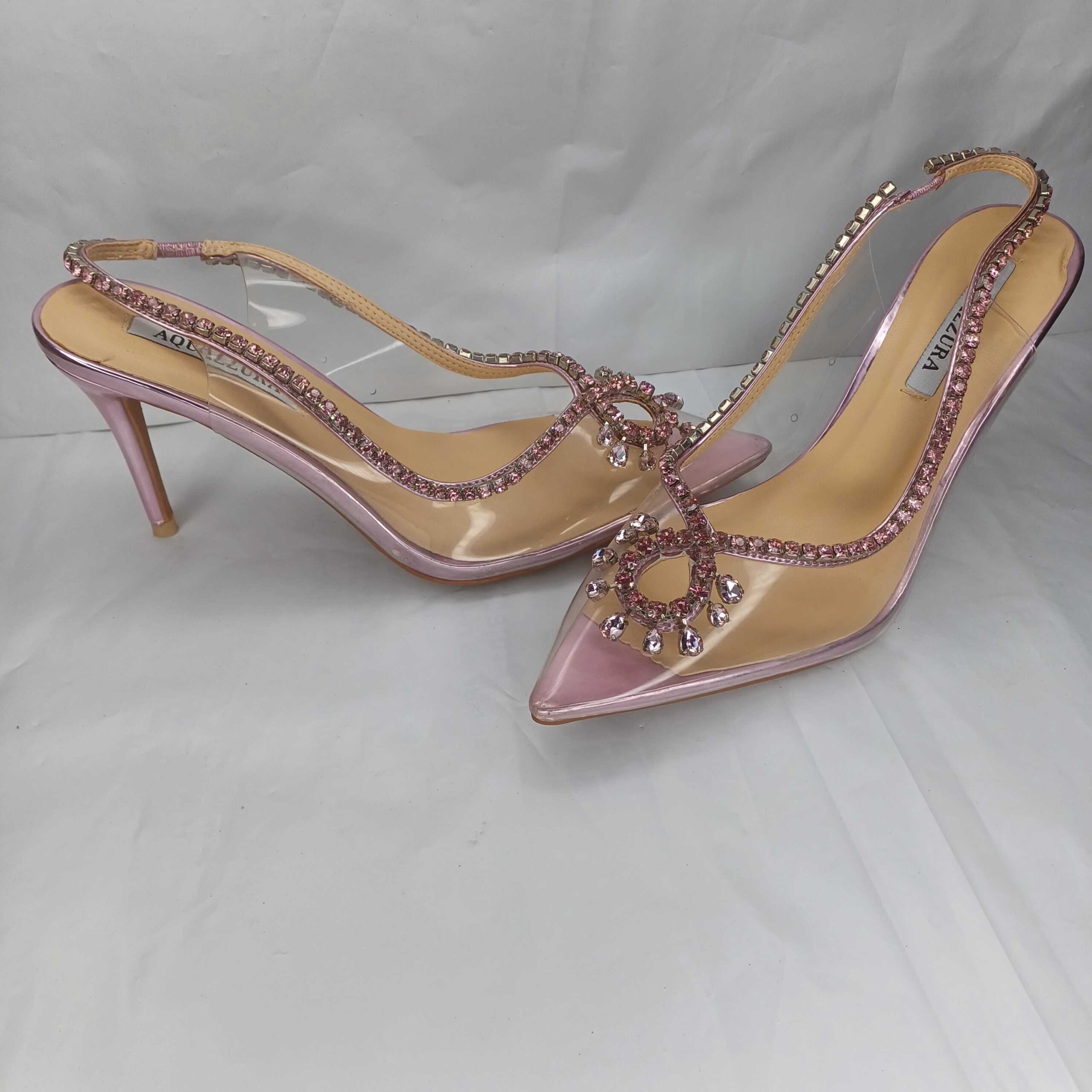 Elegant Pink Crystal Embellished Heels