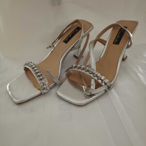 Silver Rhinestone Embellished Heels