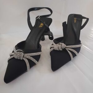 Elegant Rhinestone Embellished Black Heels