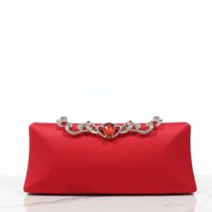 Red Satin Clutch with Heart Accent