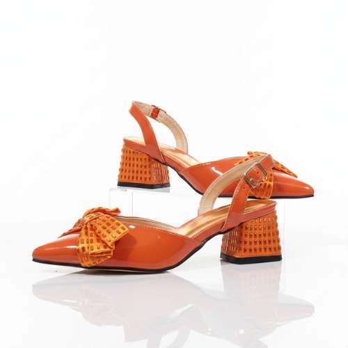 Retro Orange Block Heel Sandals