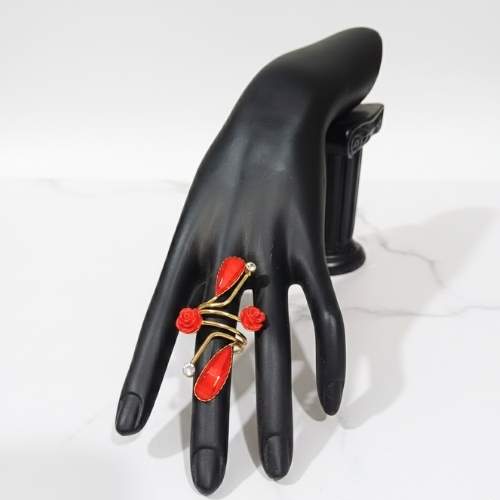 Elegant Red Coral Statement Ring