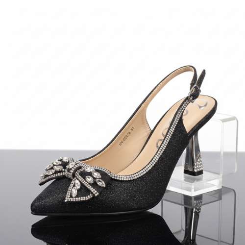 Elegant Rhinestone Bow Slingback Heels  **Product Description:**