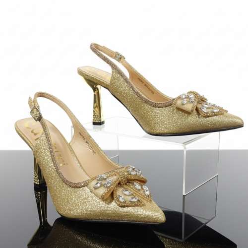 Golden Glamour Rhinestone Heels