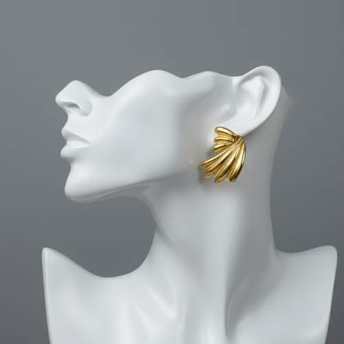 Gold Fan-Shaped Earrings