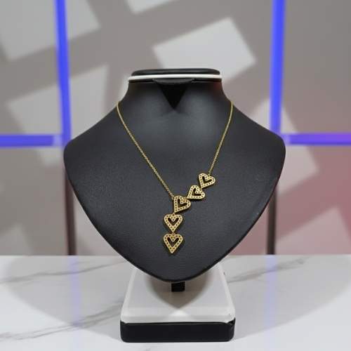 Golden Heart Cascade Necklace