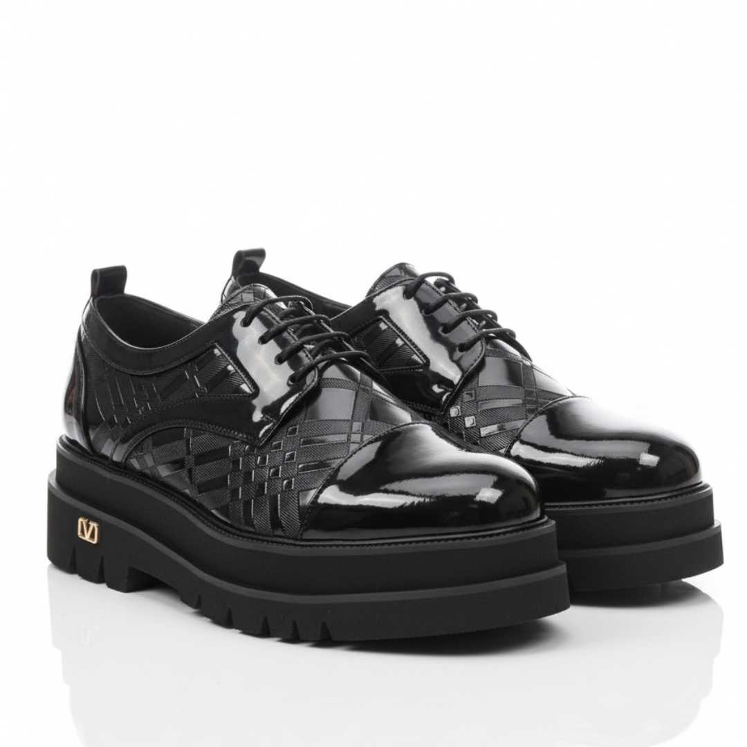 Black Monolith Patent Leather Lace-up Shoes
