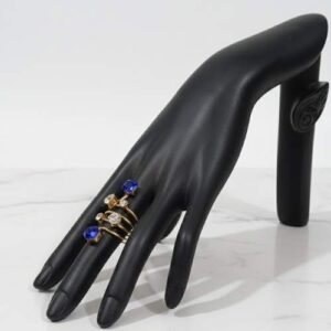 Elegant Blue and Clear Gemstone Ring Set