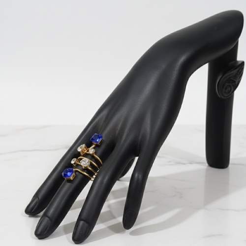 Elegant Blue and Clear Gemstone Ring Set