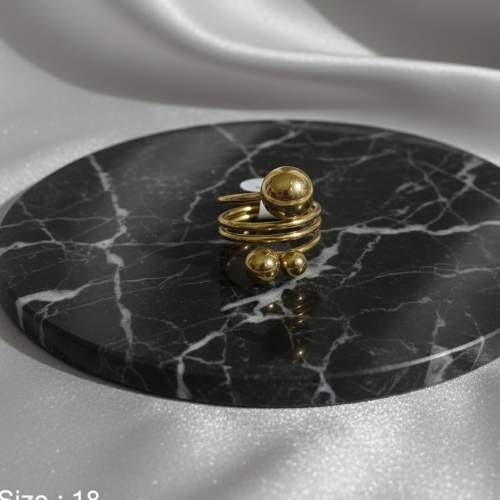 Golden Spiral Sphere Ring "Size 18"