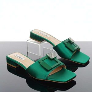 Emerald Elegance Satin Mules