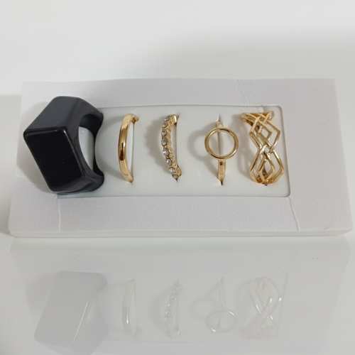 Elegant Gold Ring Set with Display