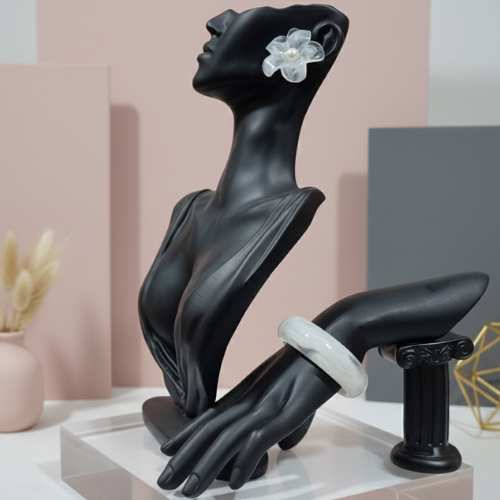 Elegant Pearl Blossom Earring and Jade Bangle Set