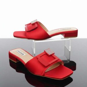 Elegant Red Block Heel Sandals