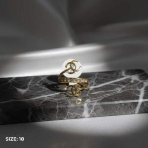 Elegant Gold Double-C Logo Ring "Size 18"