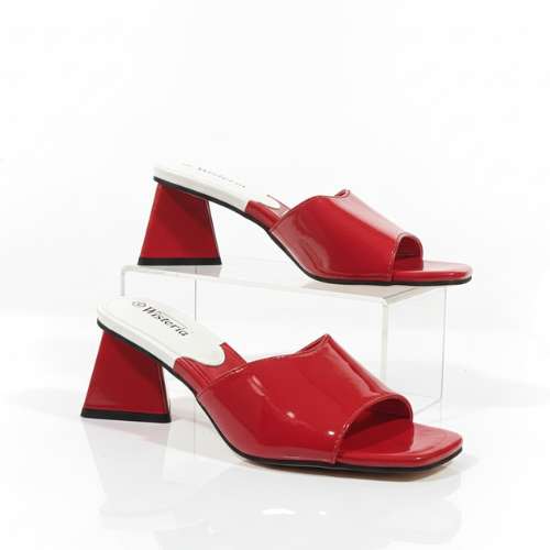 Red Block Heel Sandals