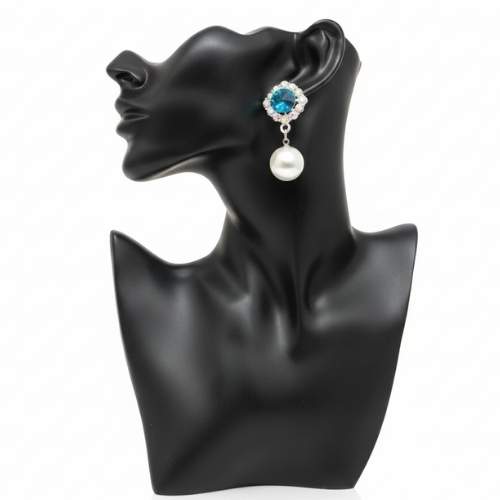 Blue Gemstone and Pearl Drop Earring
